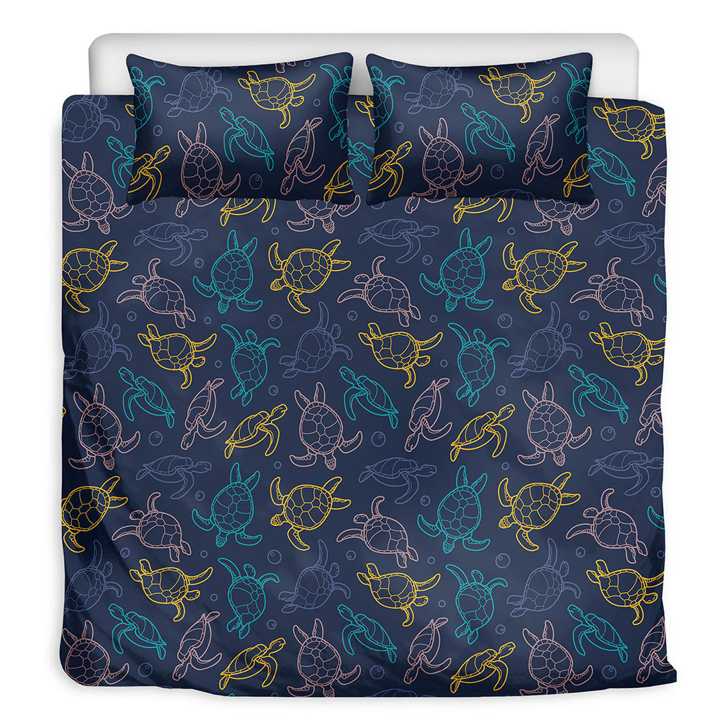 Cute Sea Turtle Pattern Print Duvet Cover Bedding Set