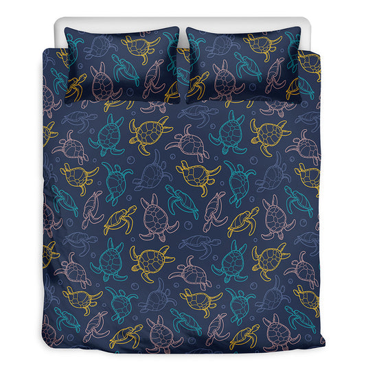 Cute Sea Turtle Pattern Print Duvet Cover Bedding Set