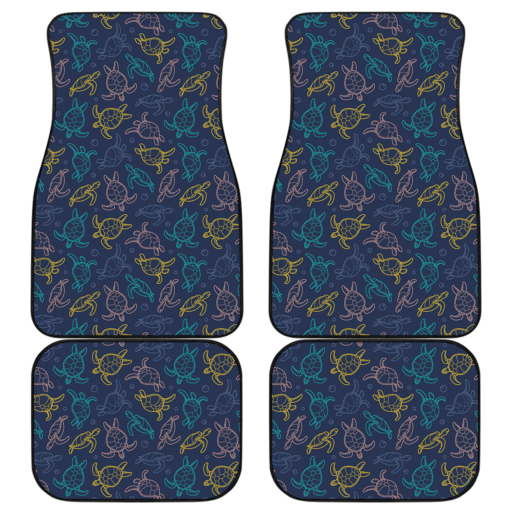 Cute Sea Turtle Pattern Print Front and Back Car Floor Mats