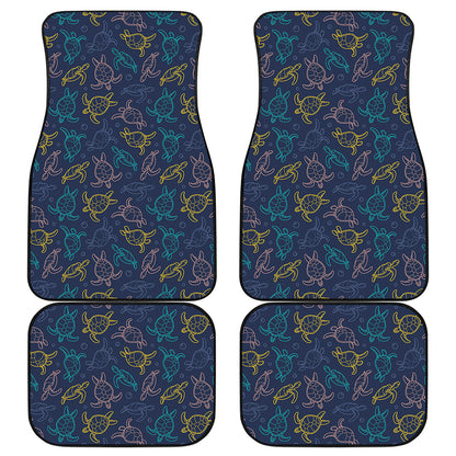 Cute Sea Turtle Pattern Print Front and Back Car Floor Mats