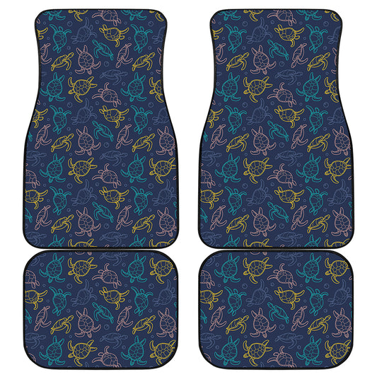 Cute Sea Turtle Pattern Print Front and Back Car Floor Mats