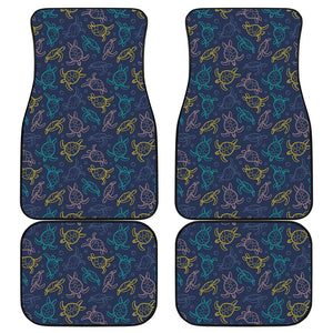 Cute Sea Turtle Pattern Print Front and Back Car Floor Mats