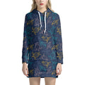 Cute Sea Turtle Pattern Print Pullover Hoodie Dress