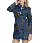 Cute Sea Turtle Pattern Print Hoodie Dress