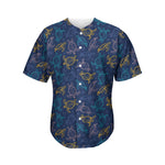 Cute Sea Turtle Pattern Print Men's Baseball Jersey