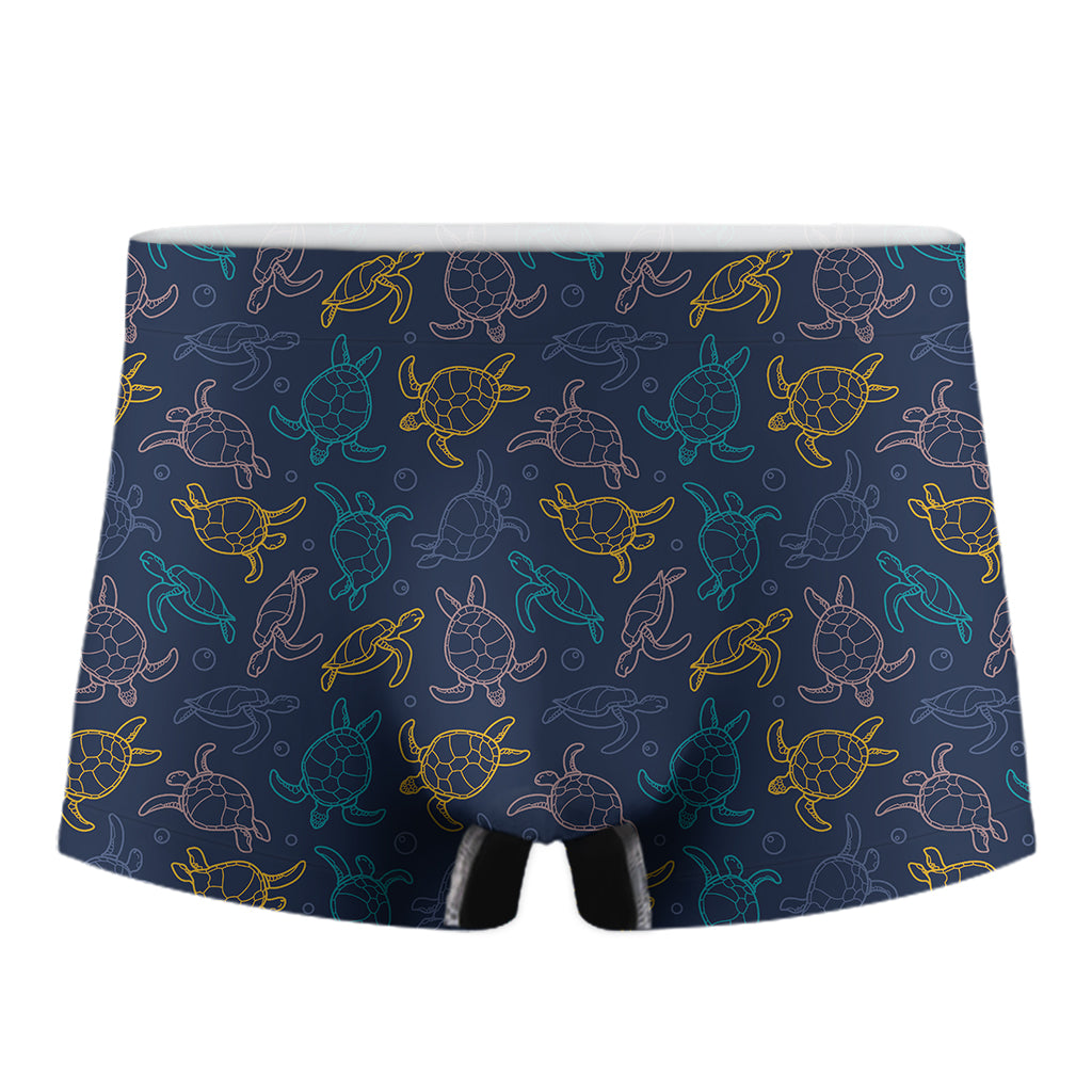 Cute Sea Turtle Pattern Print Men's Boxer Briefs