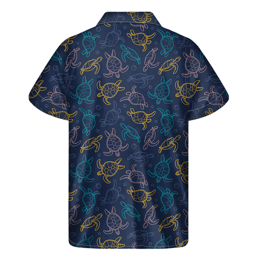 Cute Sea Turtle Pattern Print Men's Short Sleeve Shirt