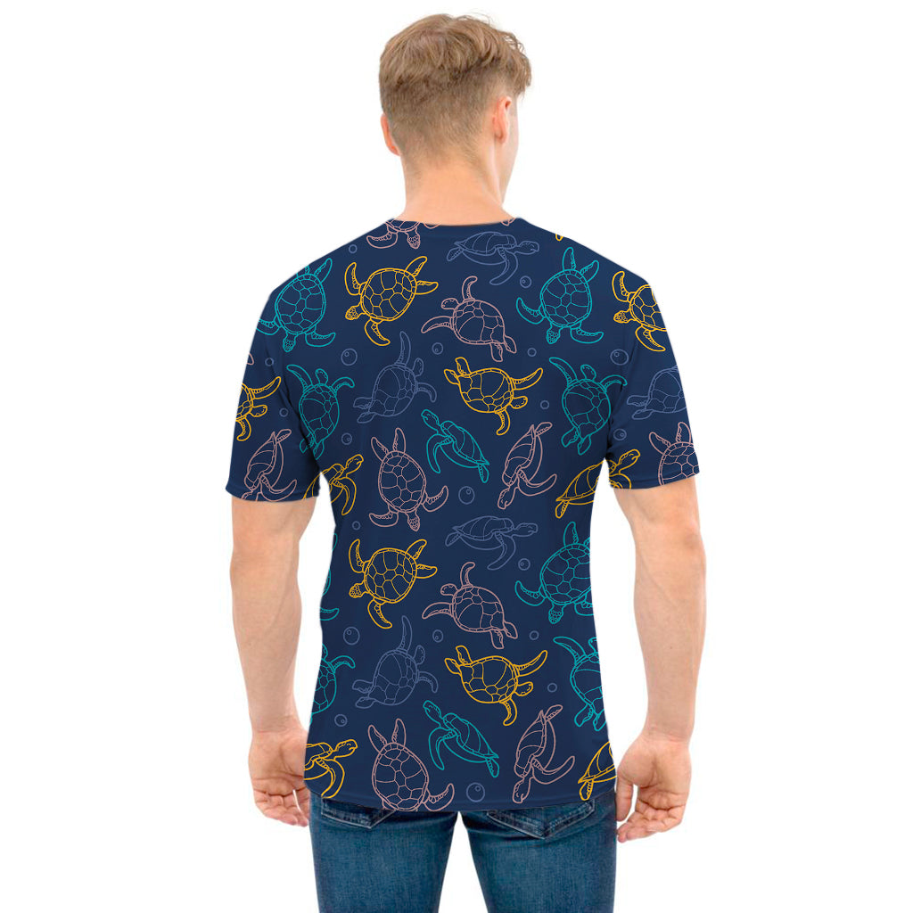 Cute Sea Turtle Pattern Print Men's T-Shirt