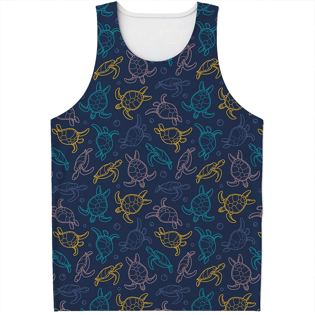 Cute Sea Turtle Pattern Print Men's Tank Top