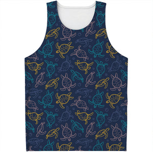 Cute Sea Turtle Pattern Print Men's Tank Top