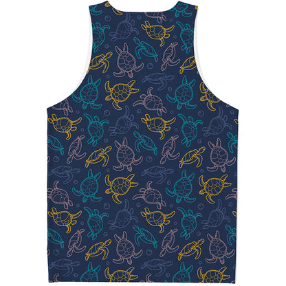 Cute Sea Turtle Pattern Print Men's Tank Top