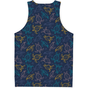 Cute Sea Turtle Pattern Print Men's Tank Top