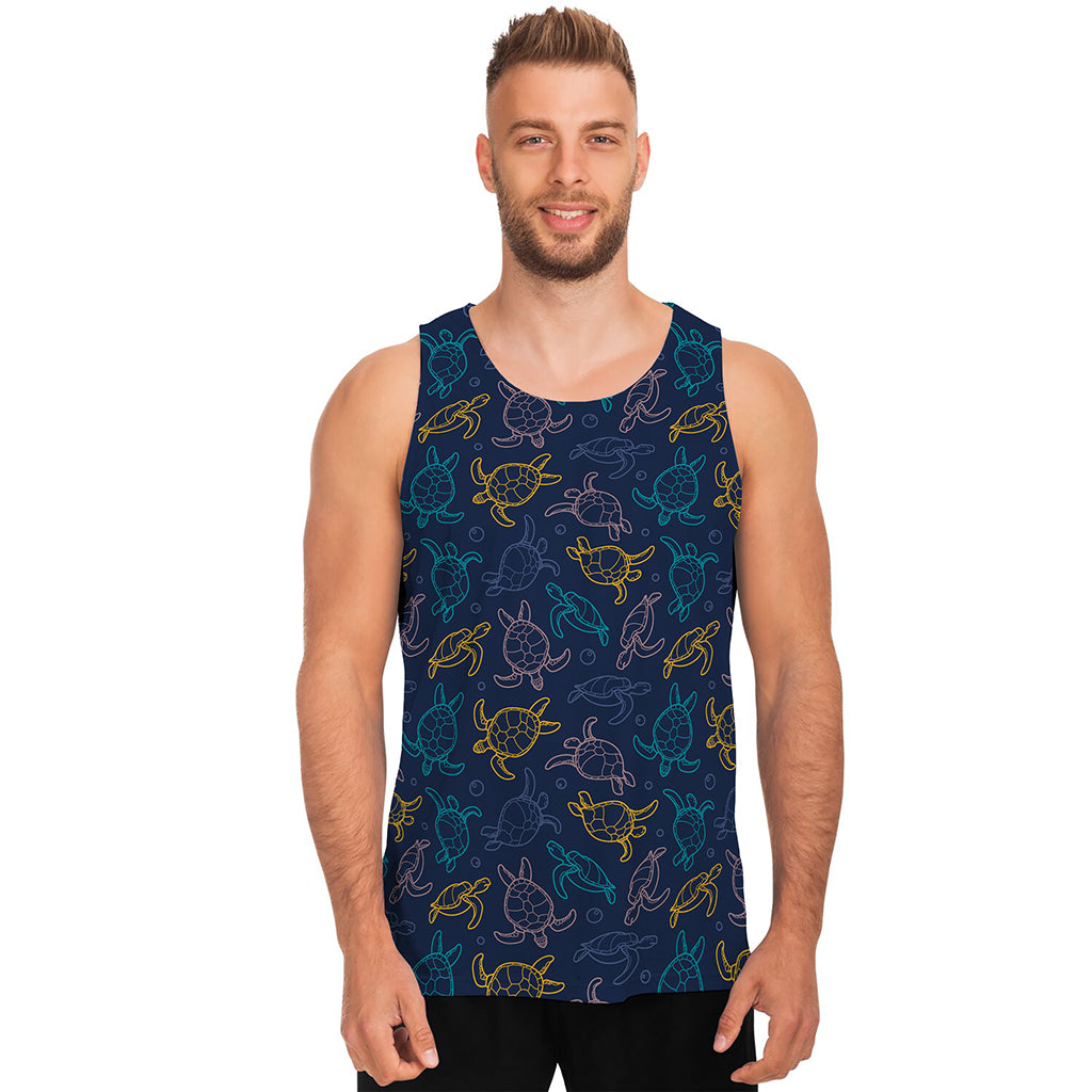 Cute Sea Turtle Pattern Print Men's Tank Top