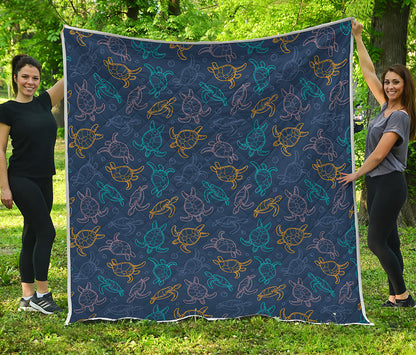 Cute Sea Turtle Pattern Print Quilt