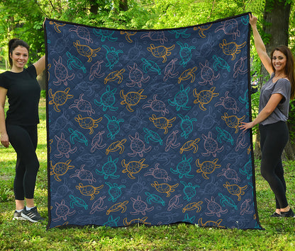 Cute Sea Turtle Pattern Print Quilt