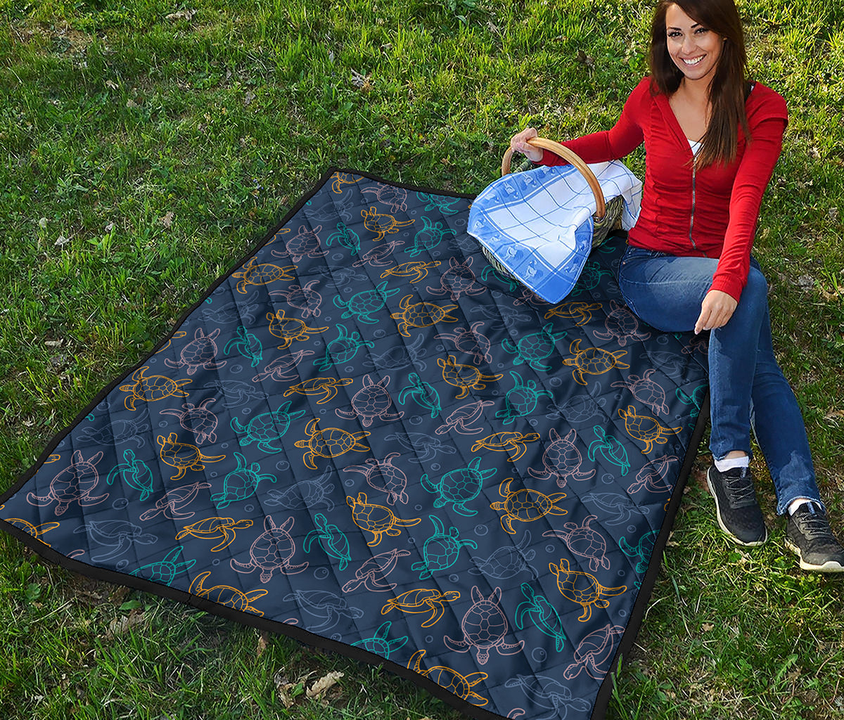 Cute Sea Turtle Pattern Print Quilt