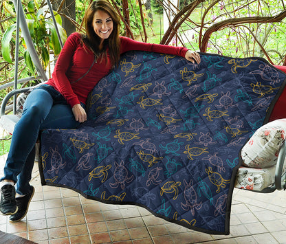 Cute Sea Turtle Pattern Print Quilt