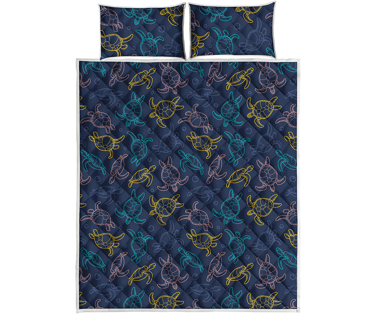 Cute Sea Turtle Pattern Print Quilt Bed Set