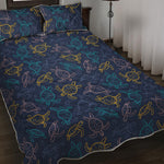 Cute Sea Turtle Pattern Print Quilt Bed Set