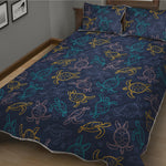Cute Sea Turtle Pattern Print Quilt Bed Set