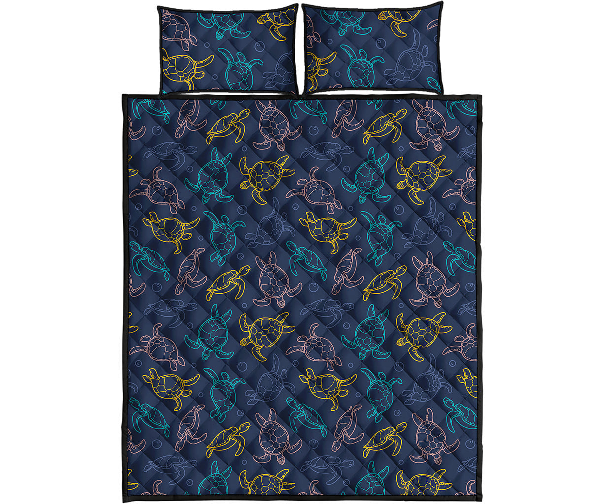 Cute Sea Turtle Pattern Print Quilt Bed Set