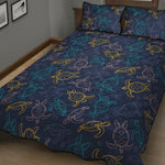 Cute Sea Turtle Pattern Print Quilt Bed Set