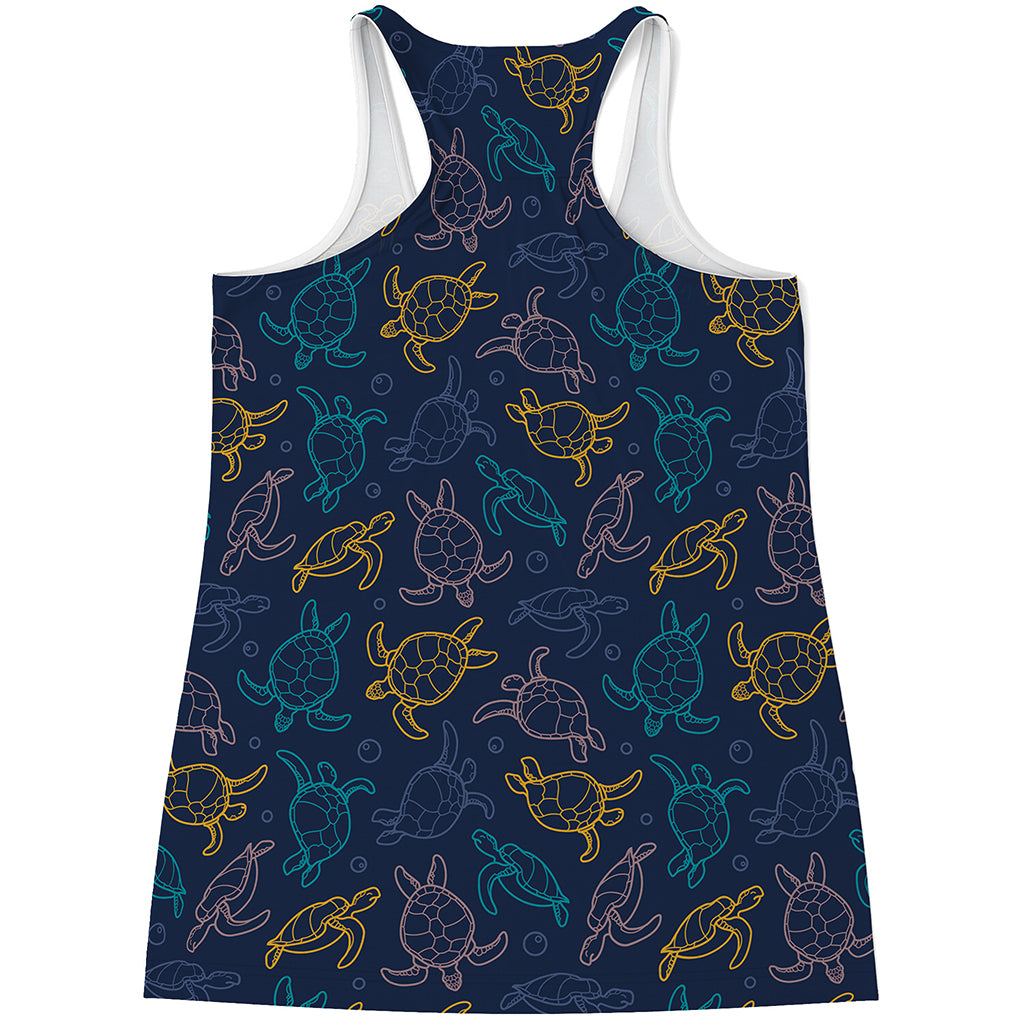 Cute Sea Turtle Pattern Print Women's Racerback Tank Top