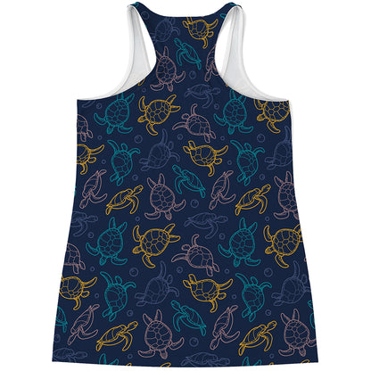 Cute Sea Turtle Pattern Print Women's Racerback Tank Top