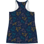 Cute Sea Turtle Pattern Print Women's Racerback Tank Top