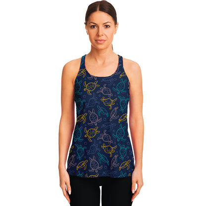 Cute Sea Turtle Pattern Print Women's Racerback Tank Top