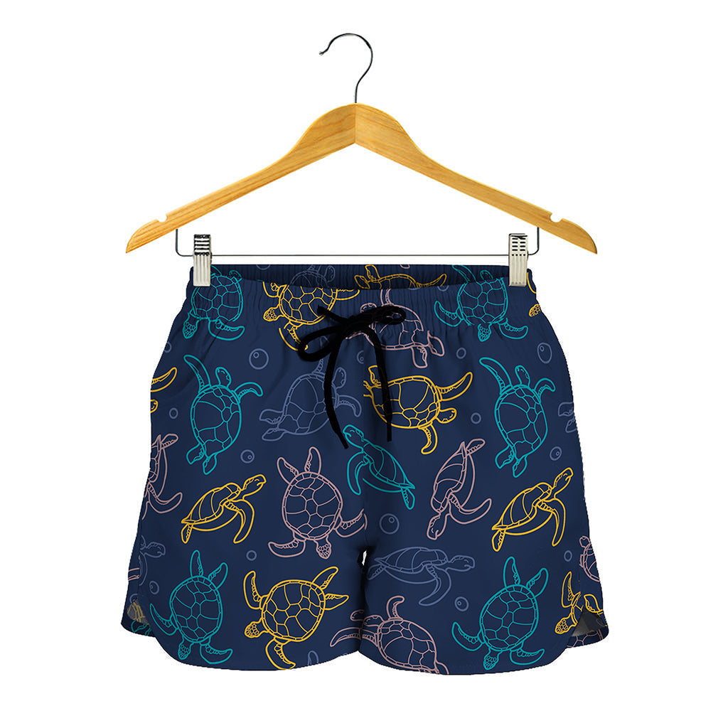 Cute Sea Turtle Pattern Print Women's Shorts