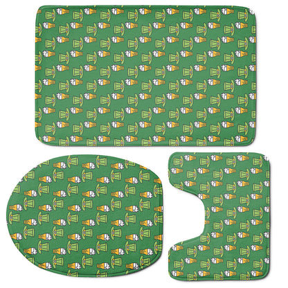 Cute Shamrock Saint Patrick's Day Print 3 Piece Bath Mat Set