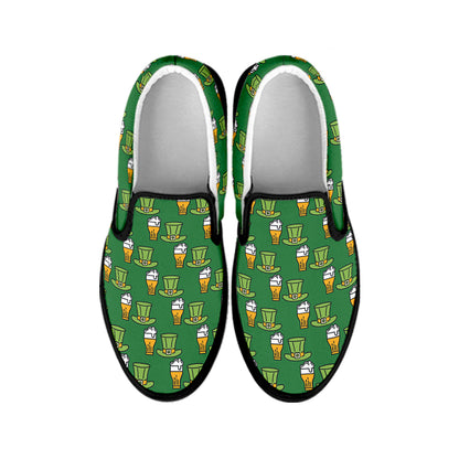 Cute Shamrock Saint Patrick's Day Print Black Slip On Shoes