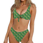 Cute Shamrock Saint Patrick's Day Print Front Bow Tie Bikini
