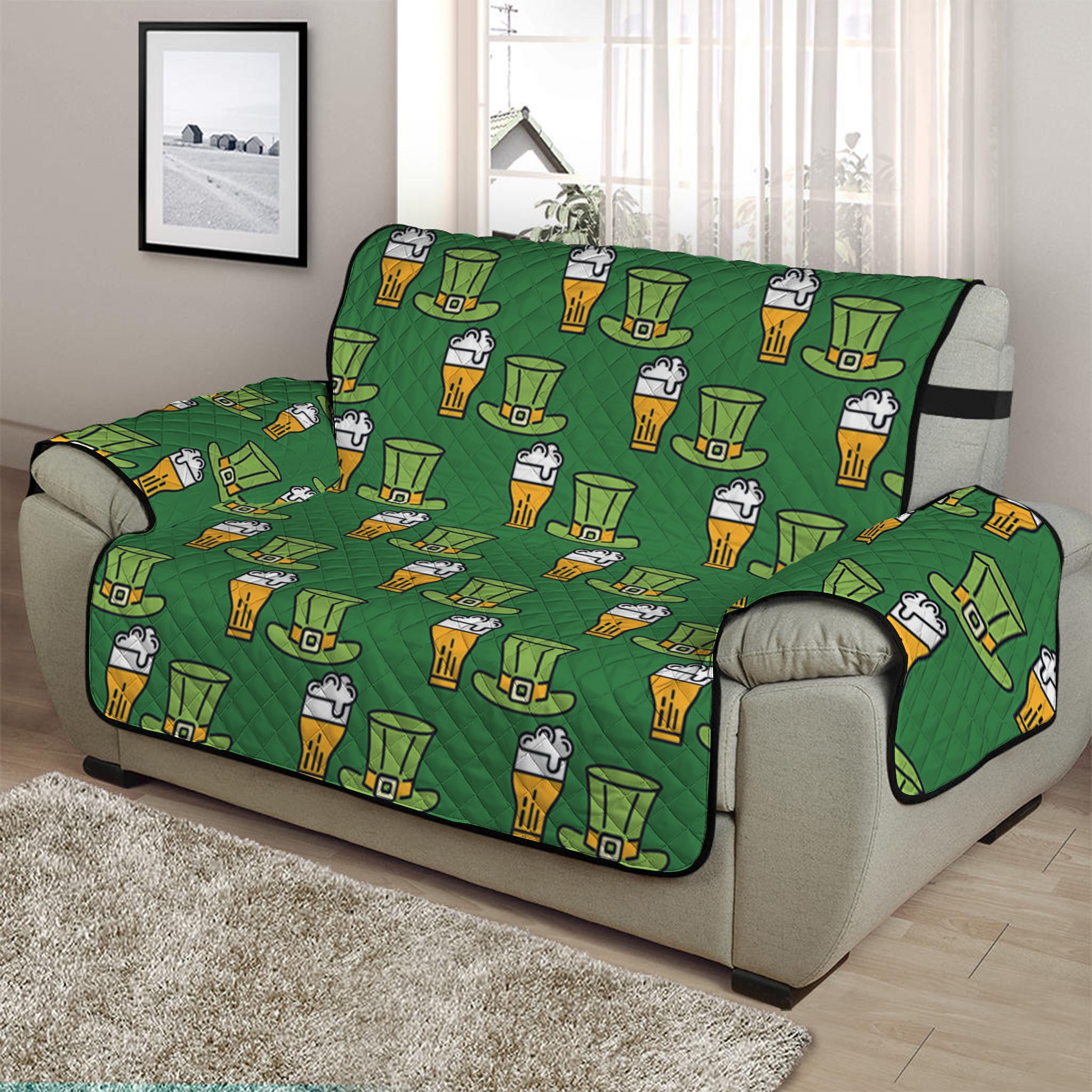 Cute Shamrock Saint Patrick's Day Print Half Sofa Protector