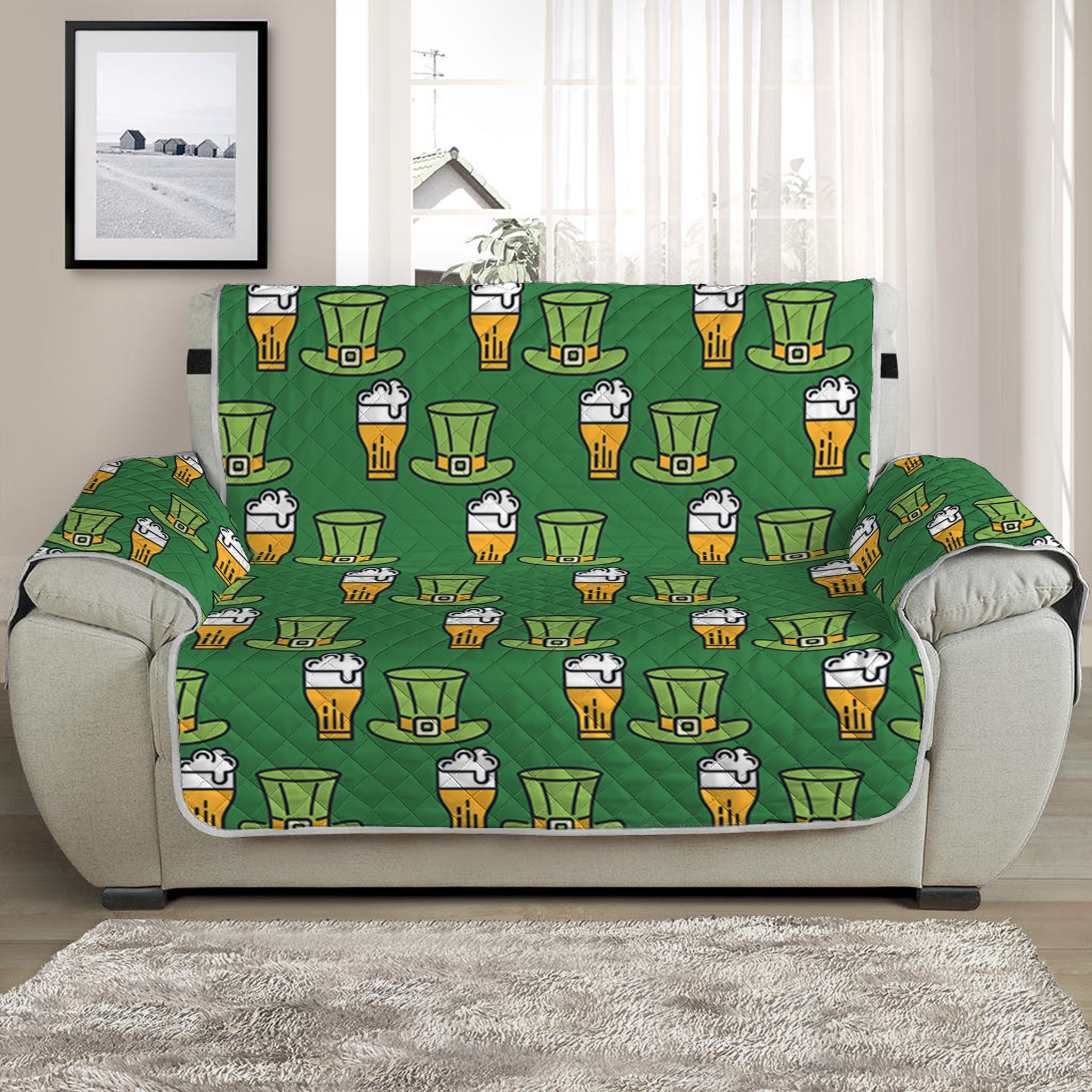 Cute Shamrock Saint Patrick's Day Print Half Sofa Protector