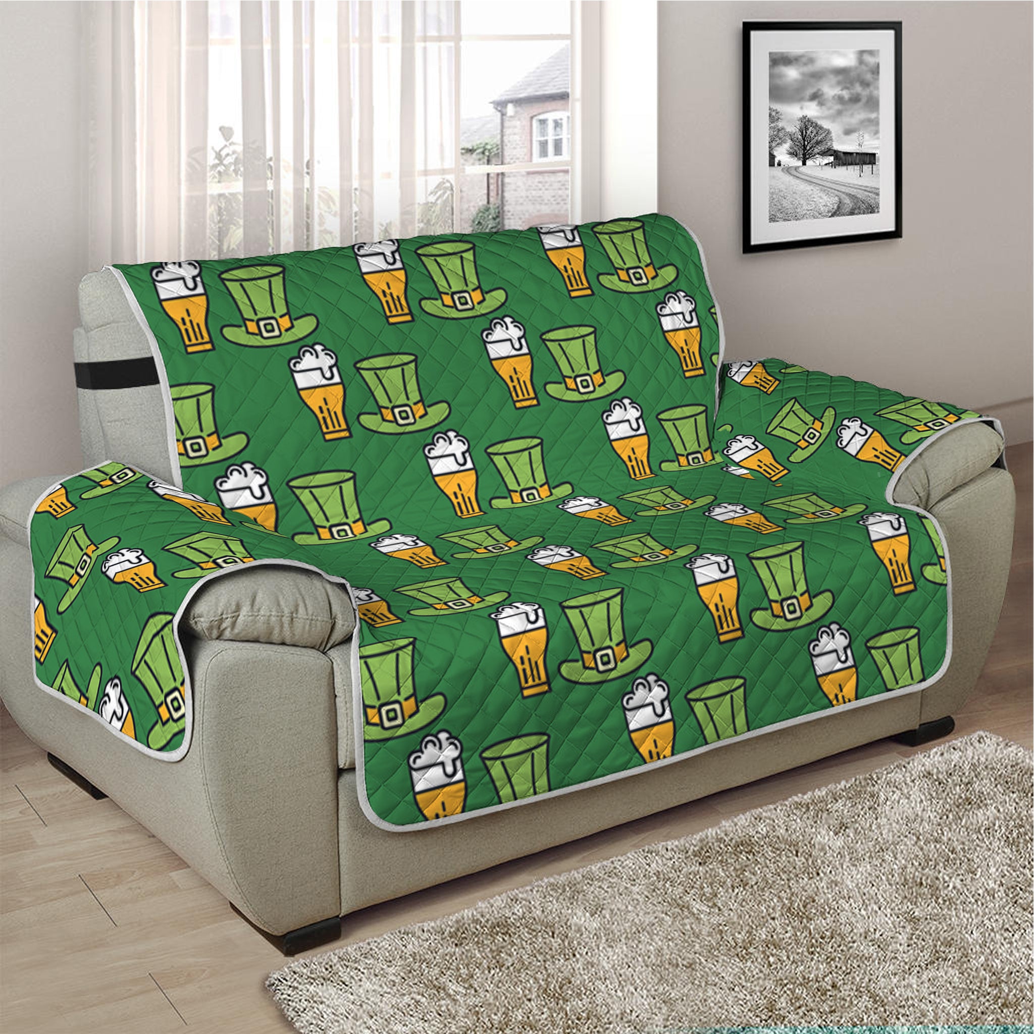 Cute Shamrock Saint Patrick's Day Print Half Sofa Protector