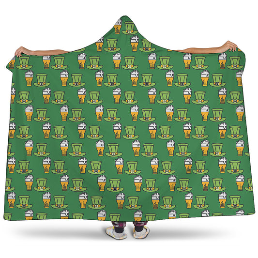 Cute Shamrock Saint Patrick's Day Print Hooded Blanket
