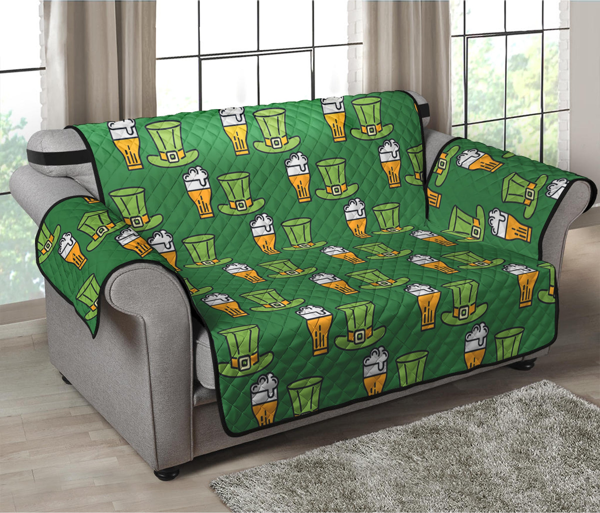 Cute Shamrock Saint Patrick's Day Print Loveseat Protector