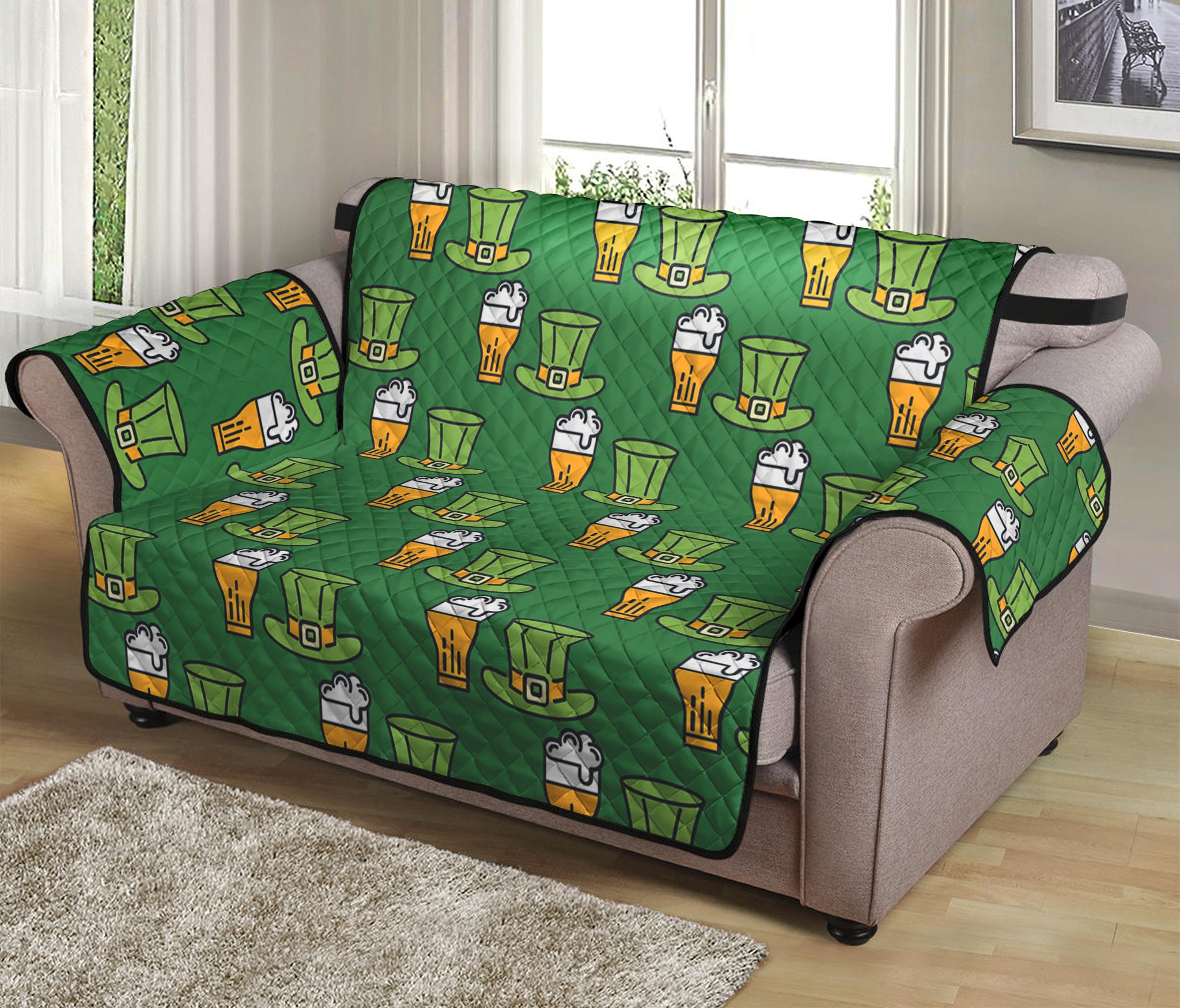 Cute Shamrock Saint Patrick's Day Print Loveseat Protector