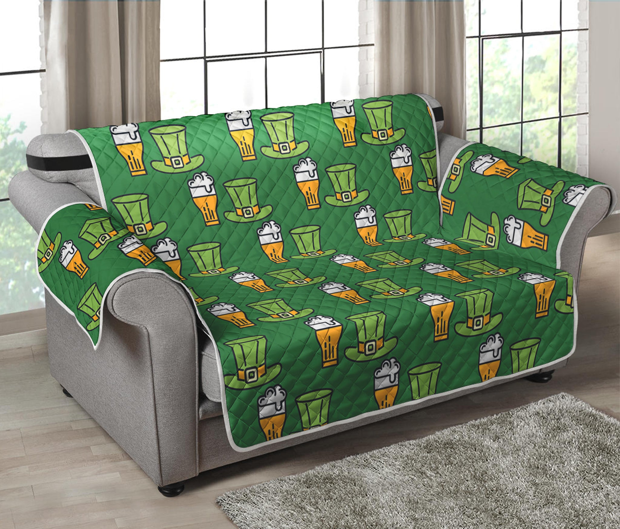 Cute Shamrock Saint Patrick's Day Print Loveseat Protector