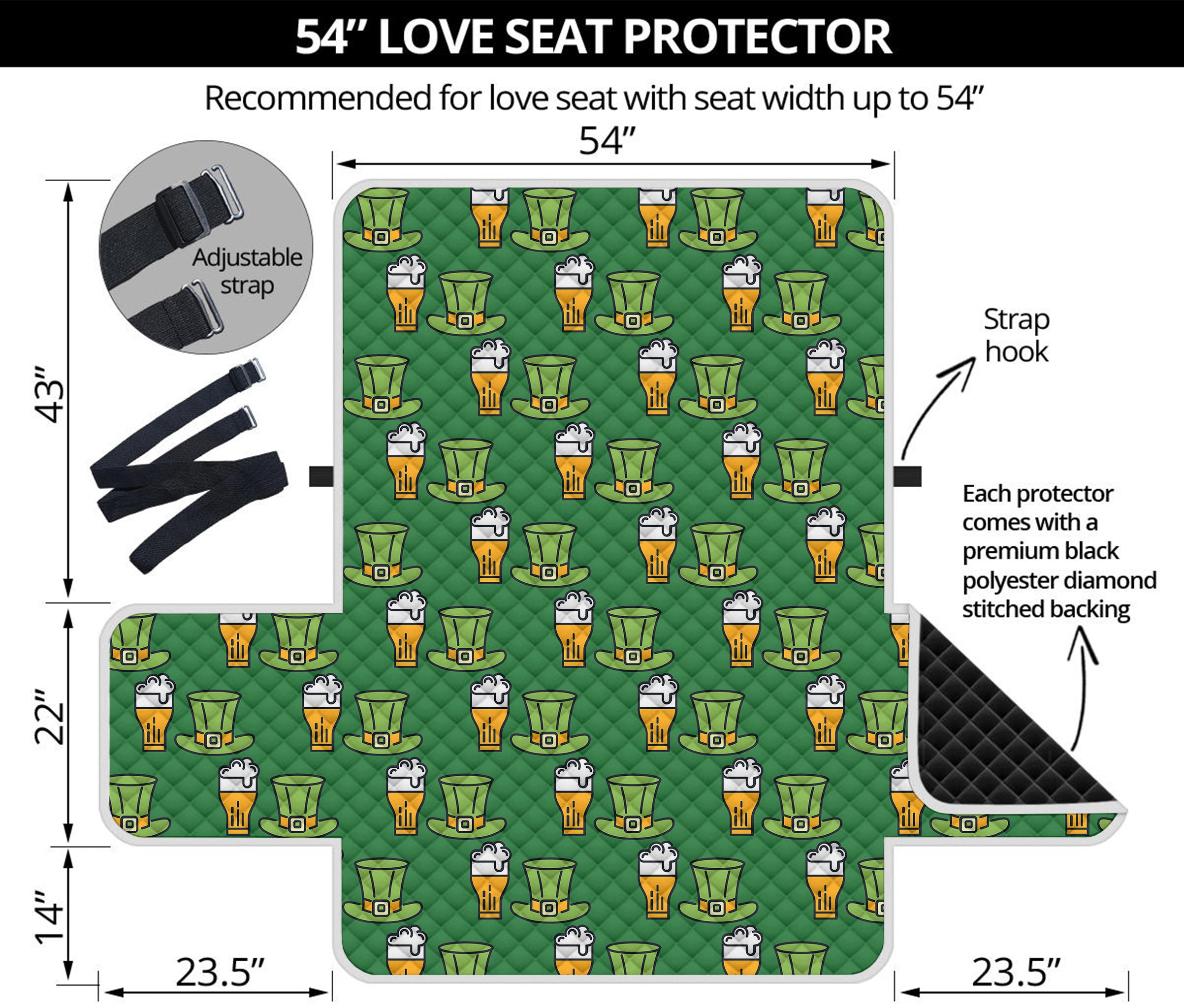 Cute Shamrock Saint Patrick's Day Print Loveseat Protector