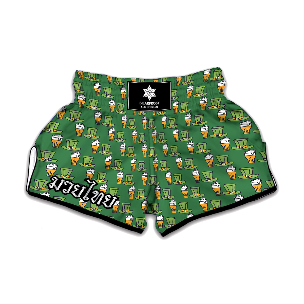 Cute Shamrock Saint Patrick's Day Print Muay Thai Boxing Shorts