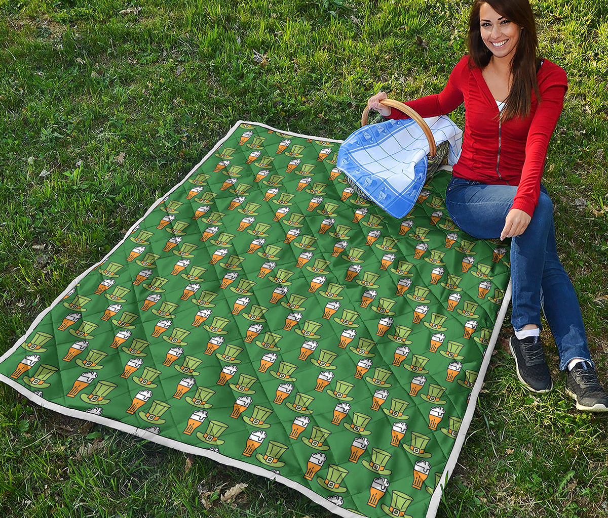 Cute Shamrock Saint Patrick's Day Print Quilt