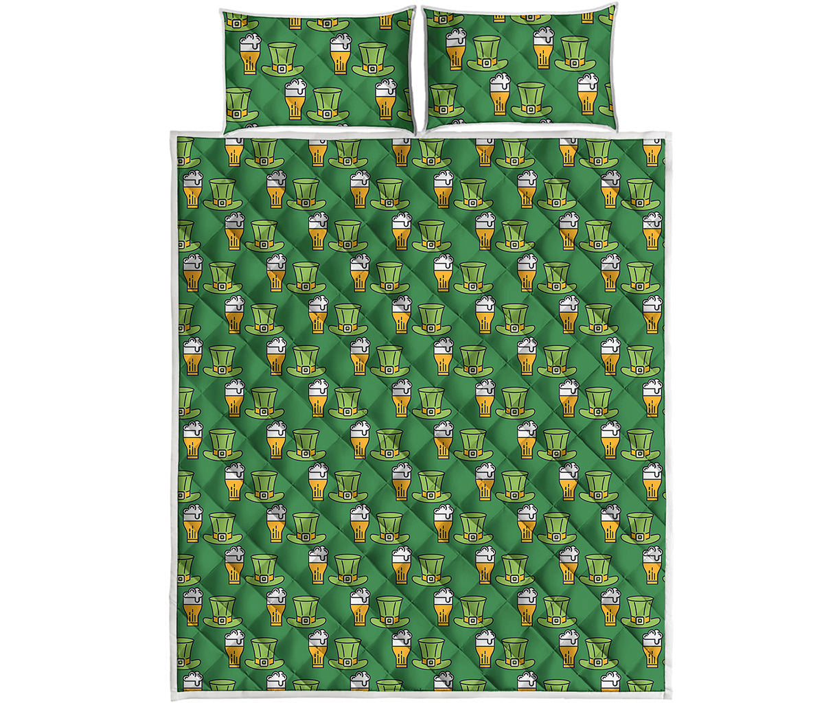 Cute Shamrock Saint Patrick's Day Print Quilt Bed Set
