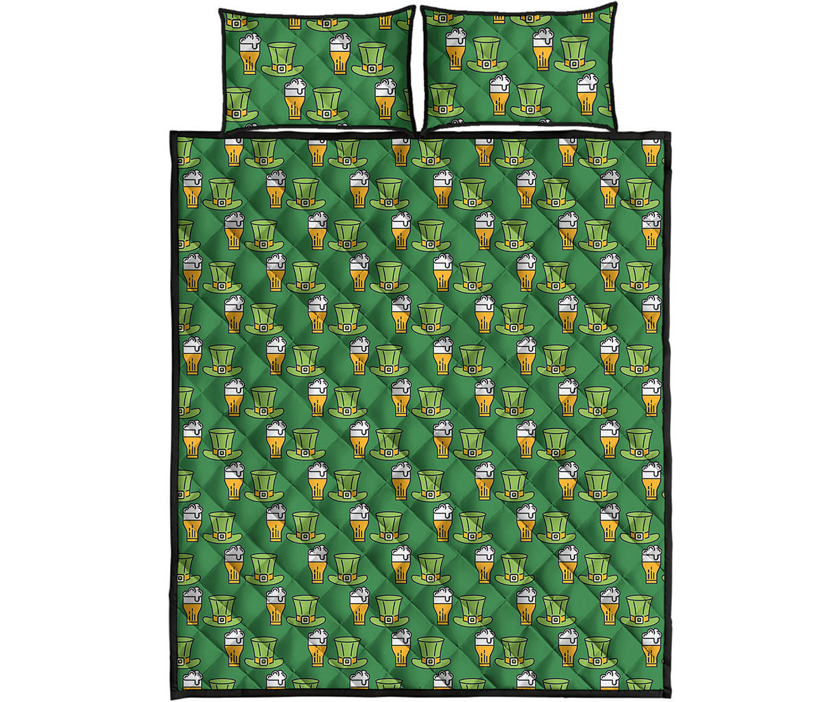 Cute Shamrock Saint Patrick's Day Print Quilt Bed Set