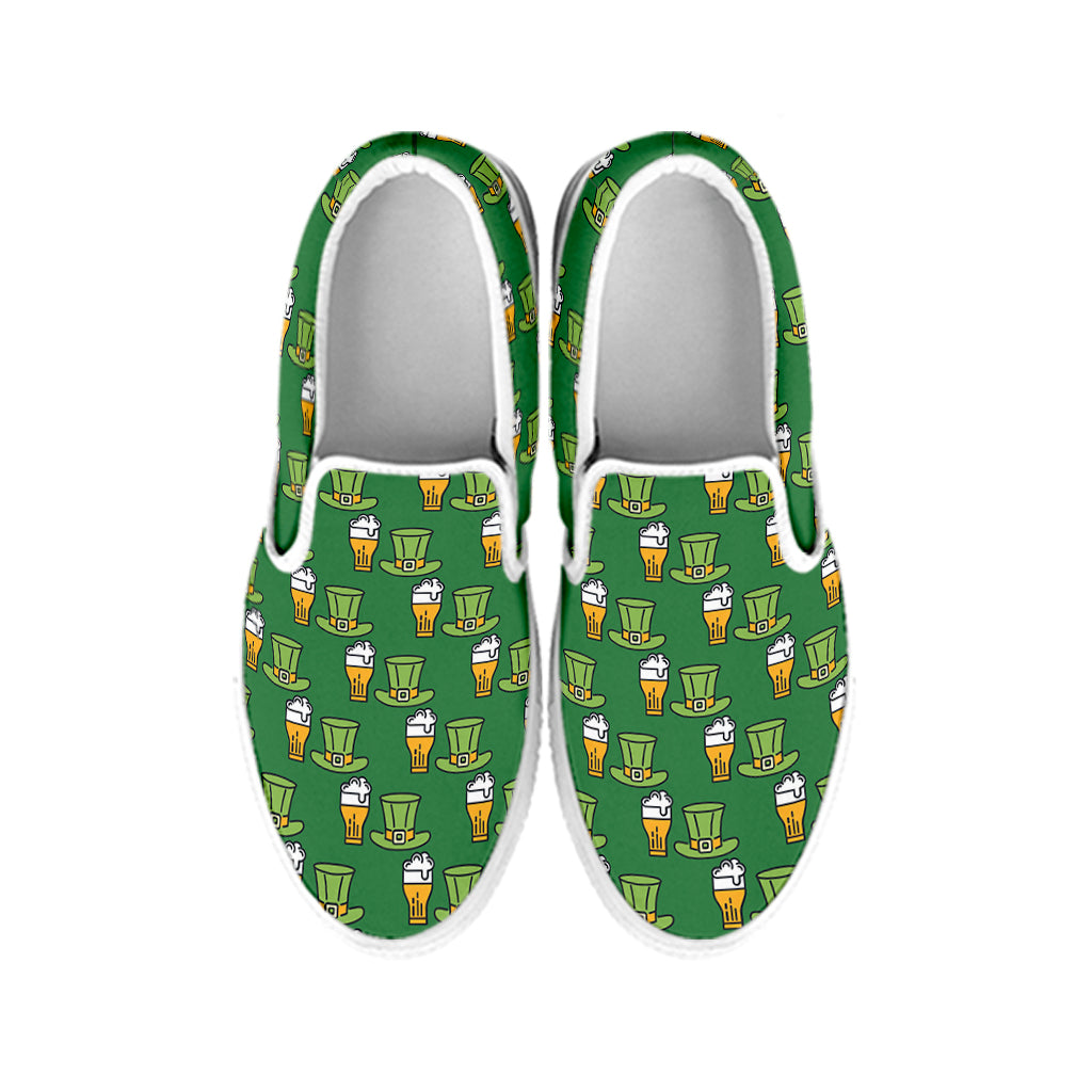Cute Shamrock Saint Patrick's Day Print White Slip On Shoes