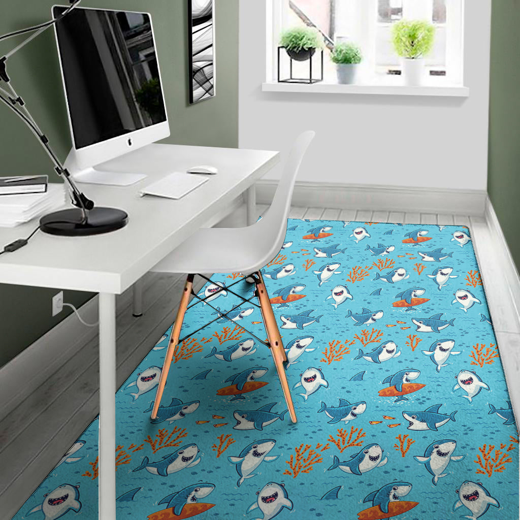 Cute Shark Pattern Print Area Rug