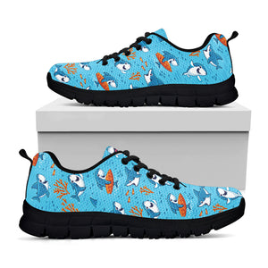 Cute Shark Pattern Print Black Sneakers