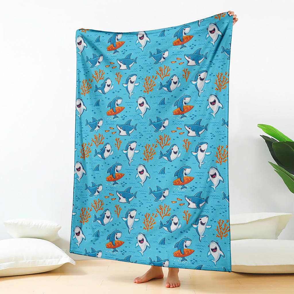 Cute Shark Pattern Print Blanket